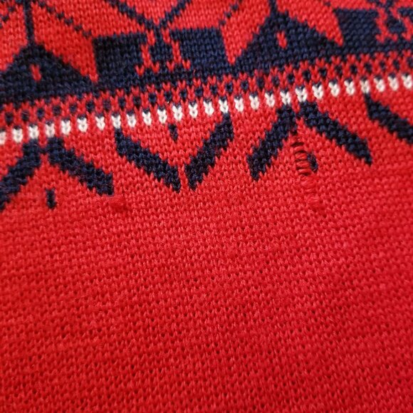 Meister L Nordic Fair Isle Sweater Pullover Blue Red Wool Blend Vintage - Picture 2 of 7